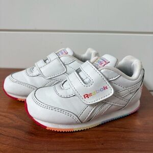 Reebok Royal CL Jog 2 KC Girls Toddler Sneaker Shoes 5c White Rainbow Velcro